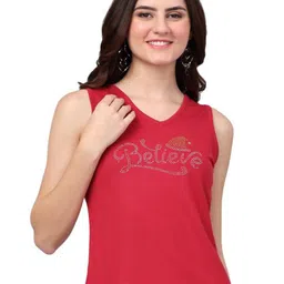 SZN Women Typography Printed V-Neck T-shirt-image-93