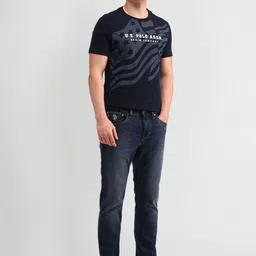 U.S. Polo Assn. Denim Co. Men Graphic Printed Round Neck Cotton Slim Fit T-shirt image 4