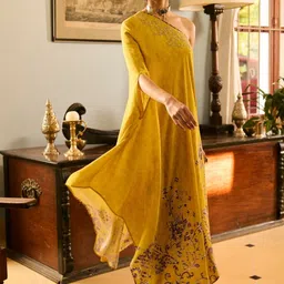 SAUNDH Printed One-Shoulder Neck Kaftan Top With Trousers Co-Ords image 4