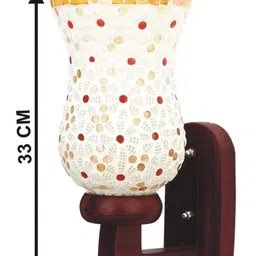 1ST TIME Multicoloured & White Colourblocked Wood Frustum Shaped Wall Lamp image 2