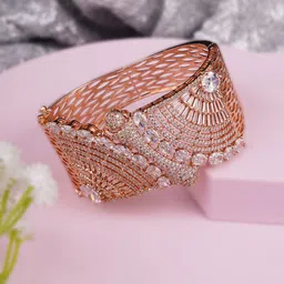 Adwitiya Collection Rose Gold-Plated Artificial Stones Studded Bangle-Style Bracelet-picture-33