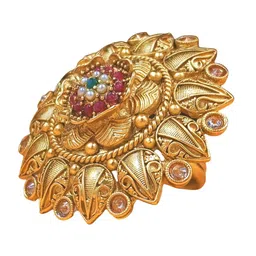JYONA Gold-Plated Artificial Stones Studded Adjustable Finger Ring image 2