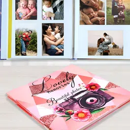 SEHAZ ARTWORKS Pink Lovely Memories Floral Printed Self Adhesive Photo Album 10 Sheets-image-2