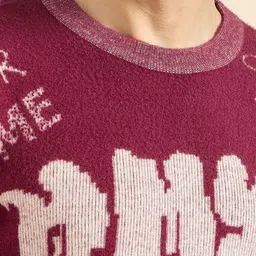 Dzant Men Typography Printed Round Neck Woollen Pullover image 5