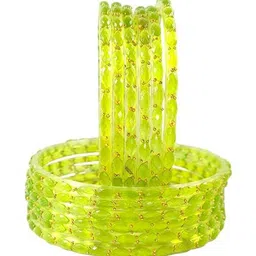 Yaara fashion Lime Green Glass Artificial Stones & Beads Bangle-picture-16