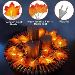 x4decor 14 LEDs 3 m Yellow Steady Leaf Rice Lights image 3