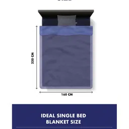 Monte Carlo Black & Grey Striped Printed Heavy Winter 852 GSM Single Bed Blanket image 4