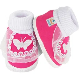 NESKA MODA 3 To 12 Months Infants Cute Cotton Pre-Walker Butterfly Frill Booties image 4