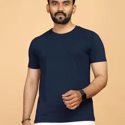 FABRIPPLE Men Solid Round Neck Cotton T-shirt image 3