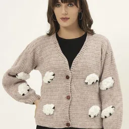 Sugercandy Women Woollen Applique Cardigan Sweaters-image-58