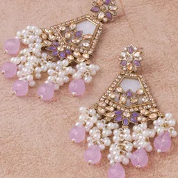 VATSALYA creation Gold-Plated Alloy Artificial Stones Earrings image 2