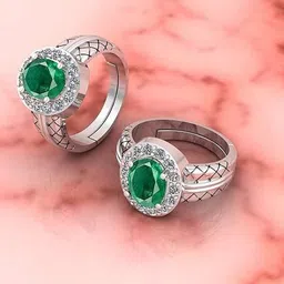 SIDHGEMS 10.25 Ratti 9.55 Carat Natural Emerald/Panna Gemstone 92.5 Sterling Silver Emerald Silver Plated Ring image 3
