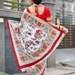 sareewalla Printed Handloom Cotton Blend Saree image 4