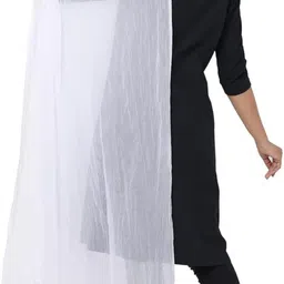 velora Pure Cotton Solid Orange, White Women Dupatta image 5