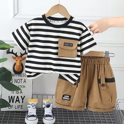 POP STREET KIDS Boys Striped T-shirt With Shorts-image-85