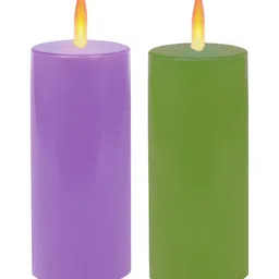 PEEPALCOMM Green & Purple 2 Pieces Pillar Candle image 5