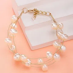 Bohey by KARATCART Women Pearls Gold-Plated Multistrand Bracelet-picture-21
