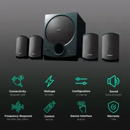 SONY SA-D40 4.1 80W Multimedia Speaker (Surround Sound, 4.1 Channel, Black) image 2
