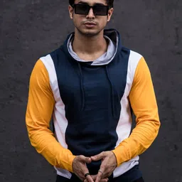 Maniac Men Colourblocked Hooded Pockets T-shirt-image-80