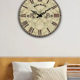 RANDOM Beige & Black Floral Printed Analogue Contemporary Silent Wall Clock image 4