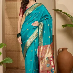 all about you Ethnic Motifs Woven Design Zari Paithani Saree-picture-32