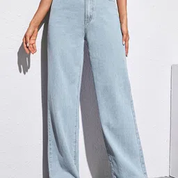 KPOP Women Straight Fit High-Rise Light Fade Jeans-picture-11