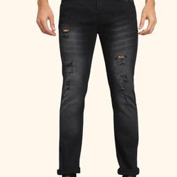 LINARIA Men Classic Slim Fit Mildly Distressed Light Fade Cotton Jeans-picture-3