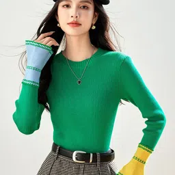 JC Collection Women Striped Pullover with Embroidered Detail-picture-28