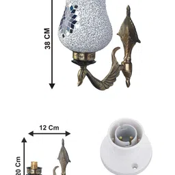 1ST TIME Blue & Multicoloured Textured Metal Traditional Frustum Shaped Wall Lamp image 5