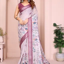 Vmdesigns Floral Linen Blend Saree-picture-16