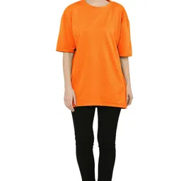 NOTWILD Women Solid Round Neck Cotton Oversized T-shirt-picture-17