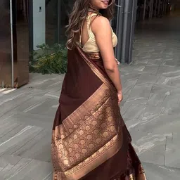 KALINI Solid Woven Design Zari Banarasi Saree image 5