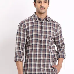Indian Terrain Men Classic Fit Checked Spread Collar Pure Cotton Casual Shirt-picture-28