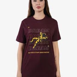 AgAtelier Women Typography Printed T-shirt-image-3