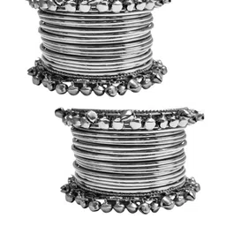 Sangria Women Set Of 2 Silver Oxidised Bangles-image-18