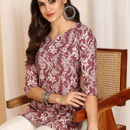 new ethnic 4 you Women Floral Print Cotton Blend Tunic Kurta-picture-29