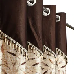 GEET CREATIONS Brown Set of 2 Room Darkening Door Curtain image 5