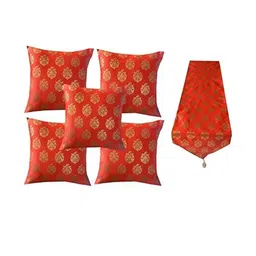 pink parrot Pinkparrot 12x70 inch jacquard silk table runner and 5 pcs 16x16 inch cushion covers-picture-26