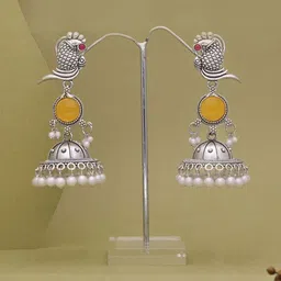 Anouk Peacock Shaped Jhumkas Earrings image 3