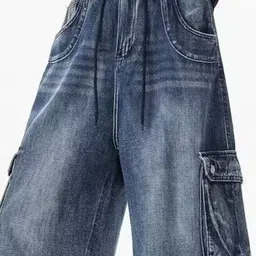 StyleCast Men Solid Loose Fit Denim Cargo Shorts image 3