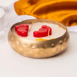 gabrunaari White & Red Scented Divine Glow Urli Metal Candle with Laxmi Maa Footsteps image 2