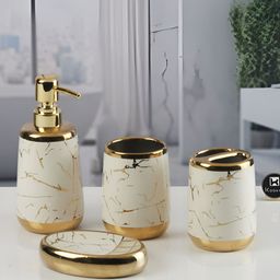 Kookee Multicoloured 4 piece Abstract Ceramic Bath Accessories Set-picture-16