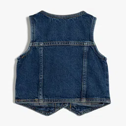 Koton Girls Washed Crop Denim Jacket with Embroidered image 4