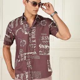 BS BLUE SQUAD Men India Slim Tailored Fit Typography Printed Spread Collar Casual Shirt-picture-22