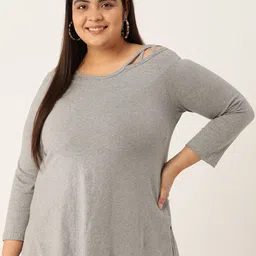 theRebelinme Women Round Neck Pure Cotton Plus Size A-Line Top-image-8