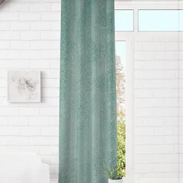GEET CREATIONS Blue & Gold-Toned Abstract Printed Room Darkening Velvet Long Door Curtains-image-56