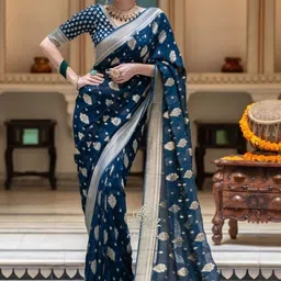 VASTRAAVEDAA Ethnic Motifs Zari Art Silk Handloom Banarasi Saree-picture-33