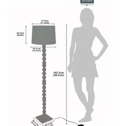 homesake Rustic Wood Floor Lamp, Walnut Brown with Multicolor Fabric Shade image 2