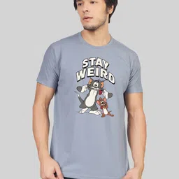 Greylongg Men Tom & Jerry Graphic Printed Round Neck Cotton T-shirt-picture-28