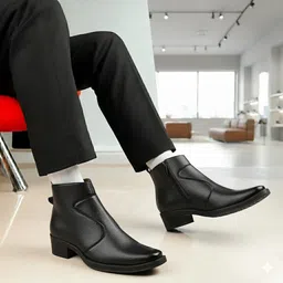 bxxy Black Casual Formal Slipon Ankle Boot And Office Wear Boot With 2" Heel Height Outdoors For Men image 2